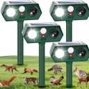 2026 Racoon Squirrel Sonic Fortress Pro Cat Repellent Outdoor, Solar Ultrasonic Animal Repeller Deer Deterrent with Motion Sensor & Flash Light to Scare Rabbit Dog Coyote Out of Garden Farm Yard(4Pack)