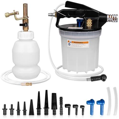 YEYETUO 3L Vacuum Brake Bleeder Kit, One Person Pneumatic Brake Fluid Bleeder, Flush Kit with 2L Pneumatic Fluid Extractor and 1L Refilling Bottle, with Pressure Clutch Bleeder Kit 16 Adapters