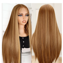 BLL Lace Front Wig Honey Blonde Synthetic Pre-Plucked Highlight Glueless Wigs 30 Inch Straight Hair Wig Ready To Wear (Honey Blonde 4/27, 30 Inch)
