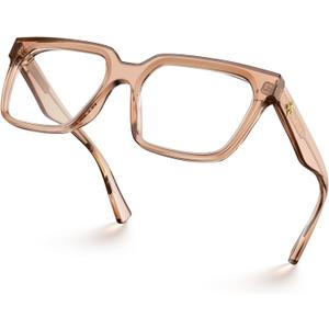 VISOONE Rectangle TR90 Blue Light Blocking Glasses Computer Eyewear with Preppy Look for Women and Men Cougar (Clear Mocha Mousse)
