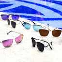 MAXJULI XL Size Extra Large Polarized Sunglasses 151 MM for Big Wide Heads Women Metal Glassess 8815 (Silver+ice Blue)