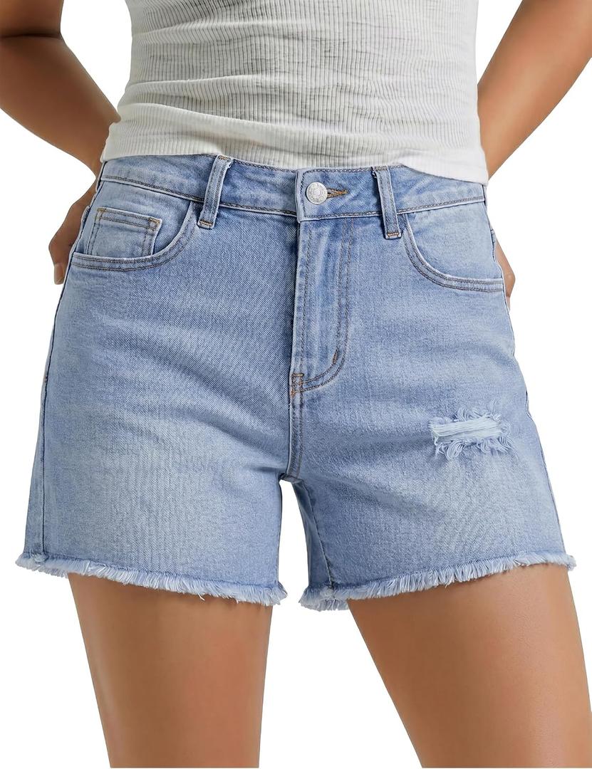 luvamia Jean Shorts for Women Summer High Waisted Stretchy Denim Shorts Casual Ripped Cut Off Jorts Country Concert Outfit Size 2XL