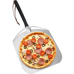 Mimiuo Aluminum Turning Pizza Peel for Oven and Grill, 12 x 14 Inch Pizza Spatula Turning Shovel for Baking Bread and Pie, Pizza Oven Accessories and Pizza Tools