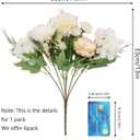 LAWOHO 6 Pack Artificial Flowers Fake Faux Peony Silk Carnations Hydrangea Daisy Realistic Flower Bouquets Arrangements for Wedding Decoration Plastic Floral Table Centerpieces Decor(White)