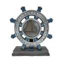 JTSTAN Nautical Decor Rudder-Figurine Mediterranean Style - Blue Boat Steering Model Resin Handicraft White Statue for Bookshelf Desktop Home Decoration