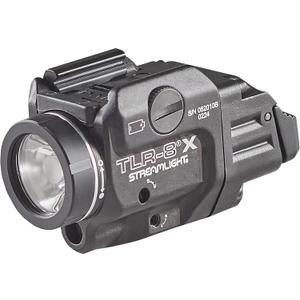 Streamlight 69414 TLR-8 X 500-Lumen Tactical Weapon Light with Integrated Red Aiming Laser for Select Handguns, Includes Rear Switch Options, Mounting Kit, and Keys, Black