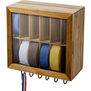 MyGift Taekwondo Belt Display for 12 Belts, Wall Mounted Acacia Wood Belt Rack with Medal Hooks, Clear Acrylic Window Martial Arts Award Holder Cabinet