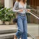 Women Deep V Neck Long Sleeve Bodysuit with Cutout Going Out Bodysuit Casual Stretchy Basic Bodysuit Tops, XL