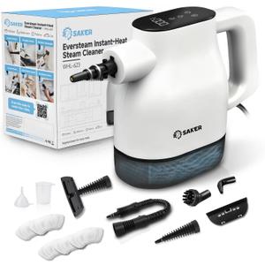 Saker EverSteam Instant-Heat Steam Cleaner for Home,15s Heat-up Handheld Steam Cleaner, Lightweight Portable Continuous Refill Steamer for Deep Cleaning of Floor, Car and Kitchen (With 5 Fiber Cloths)