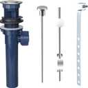 Bathroom Sink Drain with Lift Rod, Pop up Sink Drain Stopper with Lift Rod, Universal Sink Drain Stopper with Overflow, for Bathroom Vanity Sink, Lavatory, Fit Most Drains (Brushed Nickel