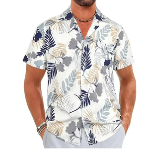 ELETOP Men's Hawaiian Shirts Short Sleeve Floral Beach Shirts Button Down Tropical Aloha Vacation Shirts L