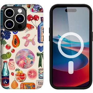 Case for iPhone 15 Pro,[Compatible with Magsafe] European Summer Collage Phone Case for Girl Women Boy Men,Scratch-Resistant Shockproof Case for iPhone 15 Pro