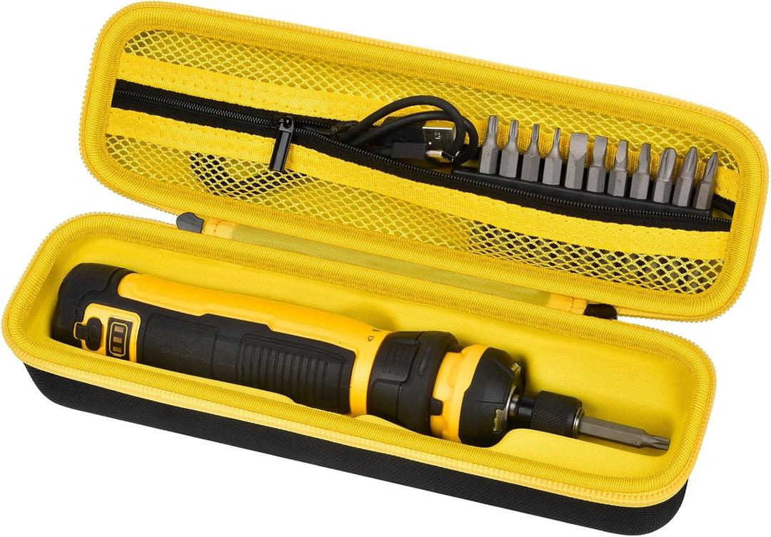Electric Screwdriver Set Case for DEWALT Cordless Screwdriver (DWHT66719) and Screwdriving Bits, Tools Organizer for Driver Drill Bits, with Internal Pockets and Carry Handle (Box Only) (Yellow)