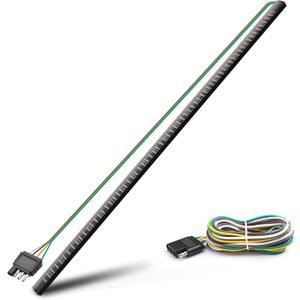 MICTUNING 48 Inches Triple 360 LEDs Tailgate Strip Light Waterproof with 4-Way Flat Connector - 5 Functions Sequential Amber Turn Signal, Red Brake Running, White Reverse Lights