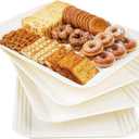 SUT 4-Pack Ivory Serving Trays for Entertaining, 16" x 11" Serving Platters for Snacks, Fruit, Cookies, Dessert, Reusable Plastic Trays for Serving Food and Party Organization in Kitchen &for Parties