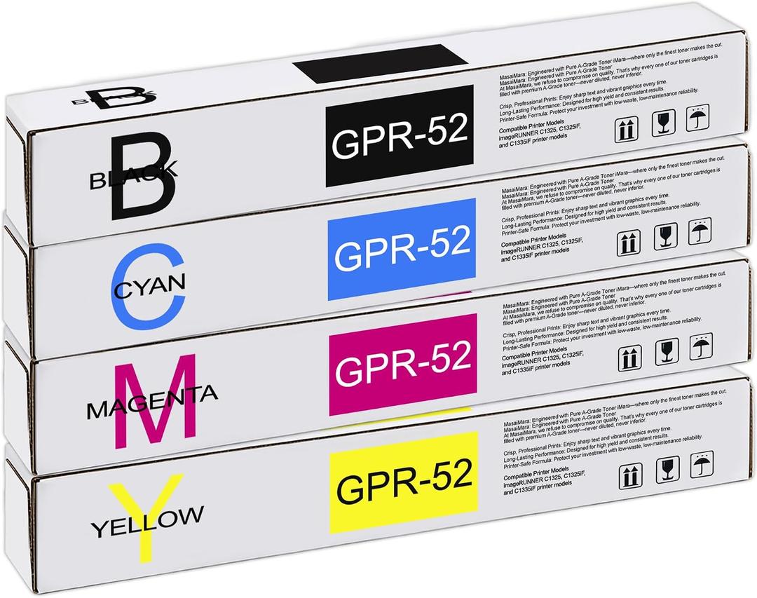 MasaiMara GPR-52 GPR52 Compatible Toner Cartridge for Canon imageRUNNER C1325 C1325IF C1335IF Printer (Black Cyan Magenta Yellow, 4 Pack)