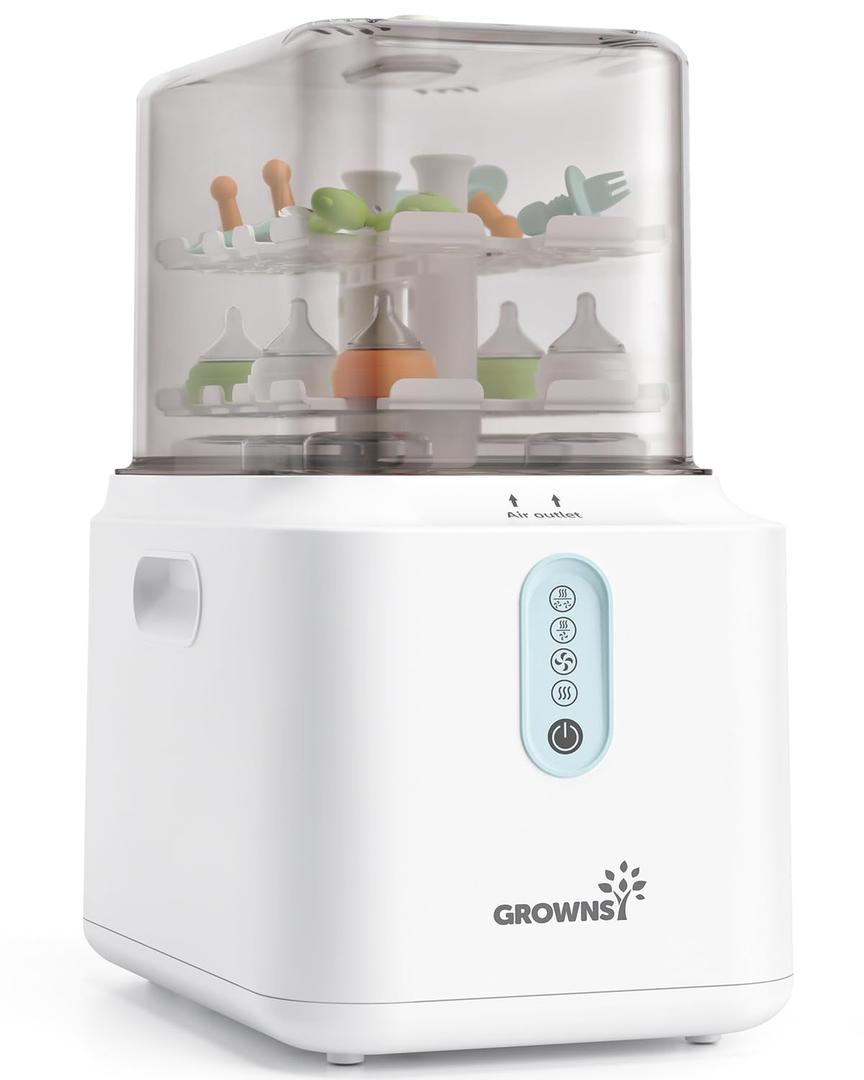 Grownsy 3-Layer Large Bottle Sterilizer and Dryer, Fast Sterilization and Drying, Universal Bottle Sterilizer for Baby Bottles, Breast Pump Parts & Baby Essentials (White)