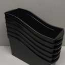 Storex Industries 14.3" x 5.3" x 7" Large Book Bin with Front Pocket, Black (Pack of 2)
