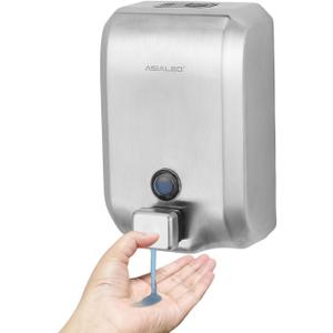ASIALEO Stainless Steel Wall-Mounted Gel Soap Dispenser, Capacity 1200ml/40oz, with a Manual Press Leak-Proof Pump, Suitable for Commercial and Home Bathrooms and Kitchen