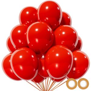 Red Balloon 110pcs, Red Latex Balloons12 inch for Birthday Valentine's Day Wedding(with 2 Ribbons).