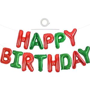 TONIFUL Red Green Happy Birthday Balloons Banner,16 Inch Mylar Foil Birthday Sign Banner for Girls Boys Kids & Adults Birthday Decorations Christmas Party New Year's Eve Supplies