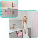 Swedish Dishcloth Holder with EVA Pad,Retractable Space Saving Swedish Dishcloth Hanger Over Cabinet Door,Hole Free,L8.8-14.4*W2.7Inch,Black,1PC