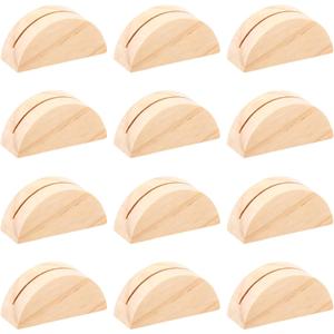 Table Number Holders, 12Pcs Wooden Place Card Holders Semicircular Design Table Name Stands Tables Card Holder Office Photo Clips Tag Wood Cards Holder for Wedding Reception Anniversary Birthday Party