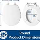 CHURCH Toilet Seat, Easy Clean Hinges Release for Deep Cleans, Durable Enameled Wood Seat, Round, White