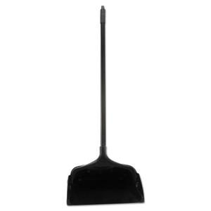 Rubbermaid Commercial Products Dustpan with Long Handle Plastic Black Compatible with Any Broom for Lobby/Restaurant/Office/Home/Dog Pooper Scooper 12.50" Wide