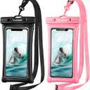 CACOE [Floatable] Floating Universal Waterproof Phone case 2 Pack-Up to 7.0",Phone Pouch with Adjustable Neck Lanyard,IPX8 Cellphone Dry Bags for Vacation Water ActivitiesBlack+Pink