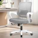 NEO CHAIR Office Desk Ergonomic Mesh Computer Chair with Lumbar Support Adjustable Height Swivel Rolling Wheels Comfy Mid Back Task Chair for Home Bedroom Vanity Study (Grey)