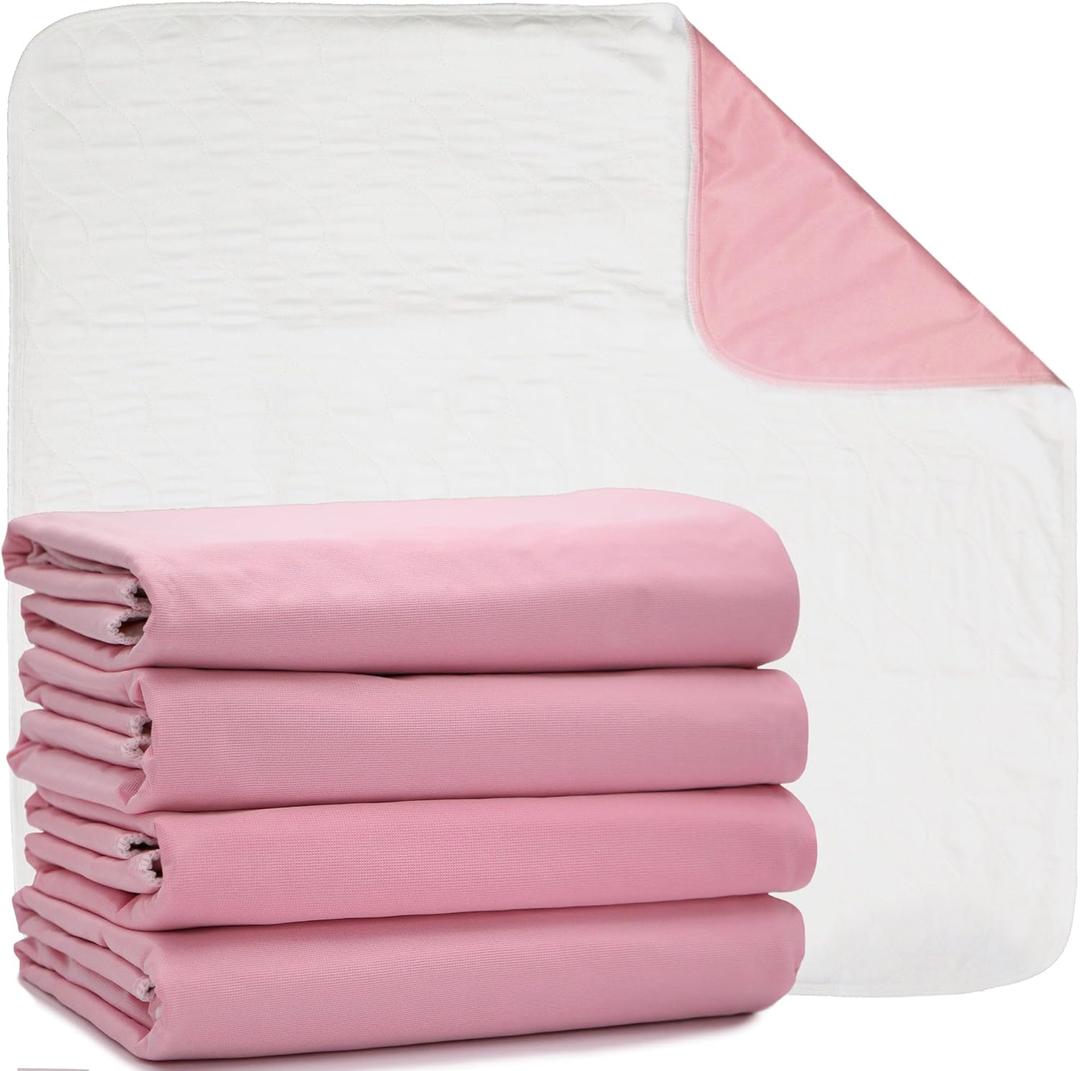 DMI Washable Underpads for Adults, Waterproof and Reusable Bed Pads for Juvenile Incontinence, Caregiving, Nursing, Hospitals, and Home Use, 34x 36, 4 Count (Pack of 1)