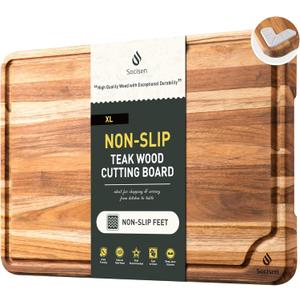Teak Wood Cutting Board 17inch Wooden Chopping Board Bamboo High-end Mother Gifts Best Mama Mommy Christmas Xmas Birthday Law Step Stepmom Stepmother Have Everything Good Unique Present XL