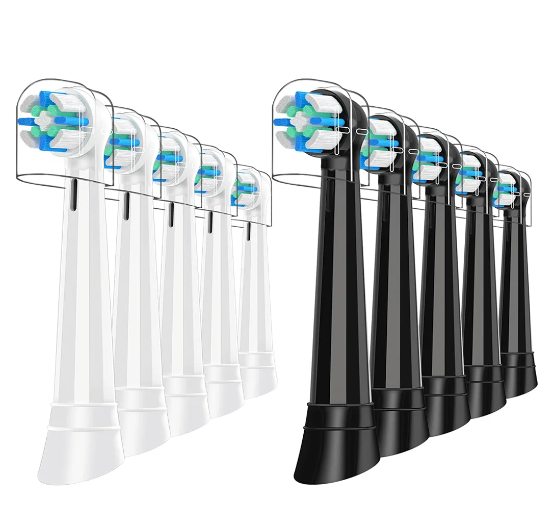 10 Pack iO Replacement Heads Compatible with Oral B iO, Brush Heads for iO 2 3 4 5 6 7 8 9 10 Series Electric Toothbrushs, Medium Softness, Specially Designed for Sensitive Gums, Black/White