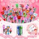 CZWZ 60Pcs Mini Multicolor Pen in One 4-in-1 Cute Pens Bulk for Kids, Ballpoint Pens for Birthdays and Children's Parties, Fun Pens Gifts Assorted Ink Kawaii Pen(Valentine)