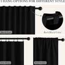 PONY DANCE Black 100% Blackout Short Curtains 24 Inches Long for Kitchen, Thermal Insulated Cafe Curtains for Bathroom/Camper/Dorm, Small Window Room Darkening RV Drapes, 2 Panels Set, 29Wx24L