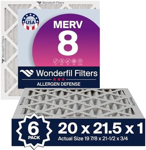 20x21.5x1 MERV 8 (6 Pack) | Wonderfil Filters | Pleated HVAC Design | Perfect Fit for AC & Furnace Systems | Actual Size: 20" x 21.5" x 0.75"