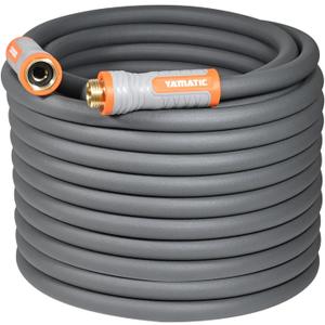 YAMATIC Heavy Duty Garden Hose 5/8 in x 100 ft with Swivel Handle, Super Flexible Water Hose, All-weather, Kink Resistant, Burst 600 PSI, Gray