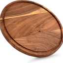Kaizen Casa Cutting Boards Acacia Wood with Juice Groove Circular Cheese Serving Board Wood Chopping Board (9''X 9'' X 0.6'')