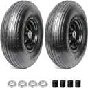 AR-PRO (2-Pack) 4.00-6" Tire and Wheel, 13" Pneumatic Tire and Rim for Wheelbarrow, 5/8" extra 3/4" Bearings and 1.75" Centered Hub, Fit for Most Garden Carts Hand Truck (Extra Nylon Spacers)