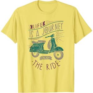 Life is A Journey Enjoy The Ride Moped Vintage Retro Scooter T-Shirt, Large