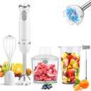 Immersion Blender Handheld 5 in 1 Hand Blender, 1000W Hand Mixer Stick, BPA-Free 12 Speed Handheld Blender with Mixing Beaker, Chopper, Whisk and Milk Frother for Soup, Sauce, Baby Food (White)