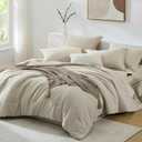 Oversized King Size Comforter Set- 7 Pieces Bed in a Bag King Bedding Sets | Prewashed All Season Comforter with Sheets, Pillow Shams & Pillowcases, Light Oatmeal