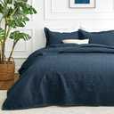 Love's cabin Quilts for Full Bed Navy Bedspreads Bedding Set - Summer Lightweight Bedspread Comforter - Coin Pattern Bedding Coverlet for All Season - 3 Pieces (1 Quilt, 2 Pillow Shams) (Full (80"x90"))