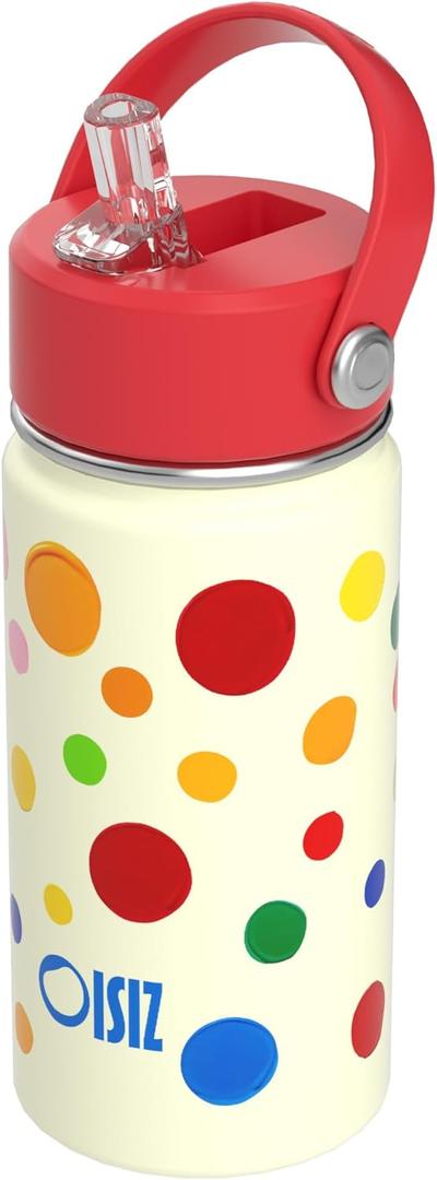 OISIZ Kids Water Bottle with Straw Lid 14oz, Vacuum Insulated 316 Stainless Steel Water Bottles for Kids for School, Leakproof Water Bottle, BPA Free and Keep Cold for 24 Hours (Colorful dots) OISIZ Kids Water Bottle with Straw Lid 14oz, Vacuum Insulated 316 Stainless Steel Water Bottles for Kids for School, Leakproof Water Bottle, BPA Free and Keep Cold for 24 Hours (Colorful dots)