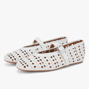 Hollow Ballet Flats Shoes for Women Breathable Hole Round Toe Ballerina Flats Fashion Women's Adjustable Buckle Strap Mary Jane Flats Comfortable Casual Dress Shoes Size 6