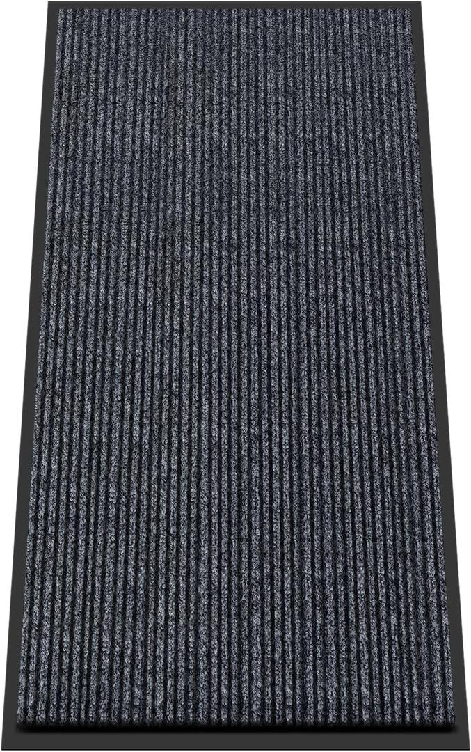 Kuyal Front Door Mat, 2'x4' Indoor Outdoor Entrance, Commercial Floor Inside Outside Entrance, Heavy Duty Durable Welcome Mat, Rubber Backing Non Slip Outdoor Rug for Entryway,Dark Gray (24" x 48")