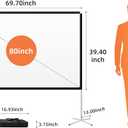 Portable Projector Screen with Stand Outdoor: Camping Projection Screen 80 inch 4K Movie Screen for Home Backyard Indoor 16:9 HD Night