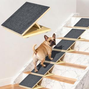 TNELTUEB 6 Pack Dog Ramps for Stairs, Adjustable Stair ramp for Dogs,Portable Dog Stairs with Mat for Small Dogs and Cats, Non-Slip Pet Steps for Elderly or Injured Pets