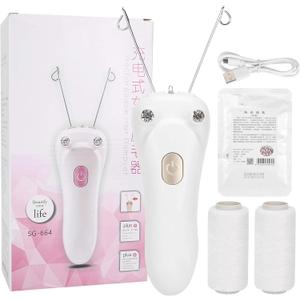 Facial Threading Hair Removal, USB Rechargeable Electric Women Cordless Facial Threading Epilator Ladies Beauty Epilator Trimmer Cotton Threading Tool for Body Facial Pull(Gold)